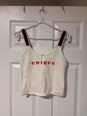 Graphic Crop Tank Top | "UNIQUE" Cropped Cami | Y2K Casual (Medium)